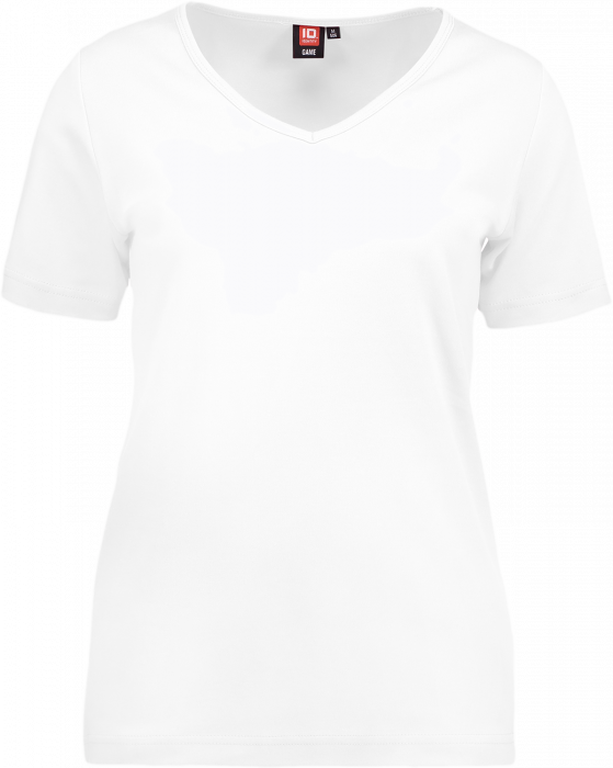 ID - Ladies' Interlock T-Shirt V-Neck - Biały