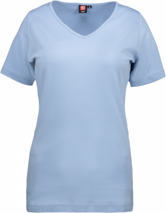 ID - Ladies' Interlock T-Shirt V-Neck - Bleu clair
