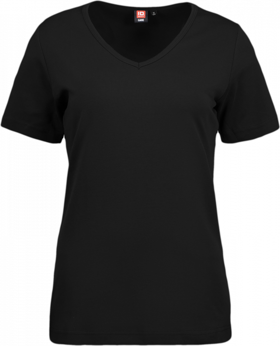 ID - Ladies' Interlock T-Shirt V-Neck - Preto
